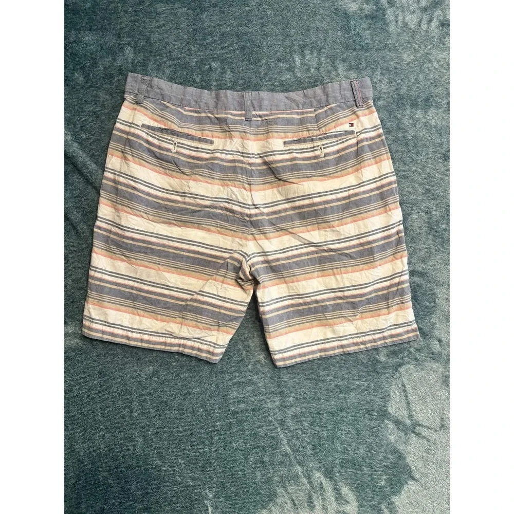 Tommy Hilfiger Mens 36 Multicolor Striped Chino Shorts 100% Cotton 9 Inseam